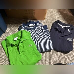 Lacoste Men’s Polo Trio - Bright Green, Navy & Navy/White Stripe